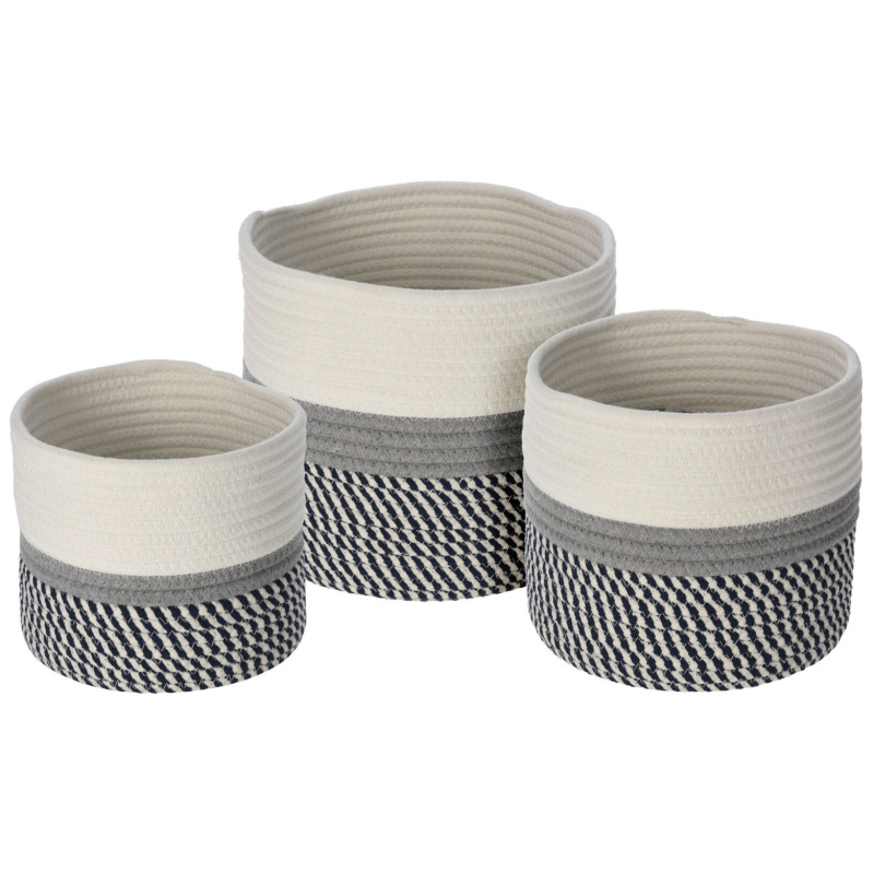 Home Styling Collection Bavlněné úložné koše, šedé, 3 ks šedá