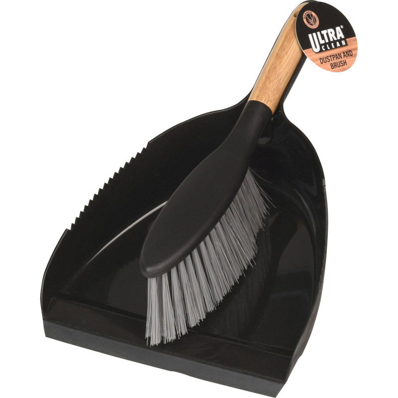 Ultra Clean Smetáček s lopatkou s bambusovou rukojetí, černá černá