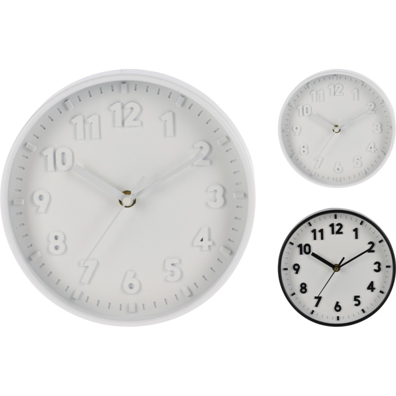 Nástěnné hodiny, polypropylen, různé druhy, 1 ks, 20,3 x 3,8 cm