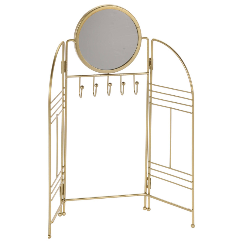 Home Styling Collection Věšák na šperky se zrcadlem, kovový, zlatý zlatá