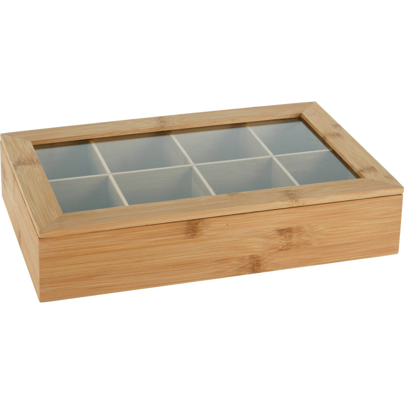 EH Excellent Houseware Krabička na čaj, bambus, 8 prihrádek hnědý