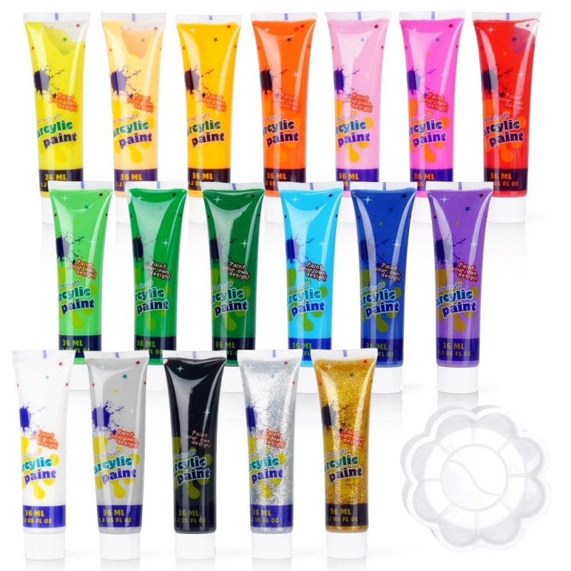 Akrylové barvy s paletkou 36 ml, sada 19 dílů