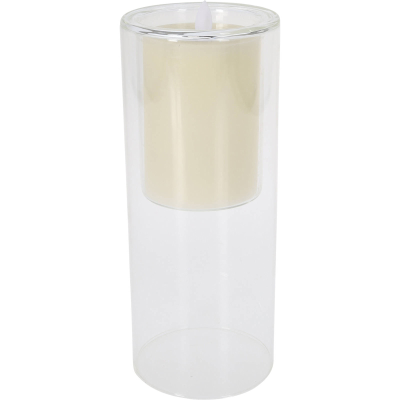 Home Styling Collection Svíčka led ve skle, bílá, 10 x 25 cm transparentní
