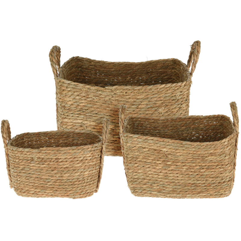 Home Styling Collection Úložné koše s rukojetí, pletenina, ve 3 různých rozměrech hnědá