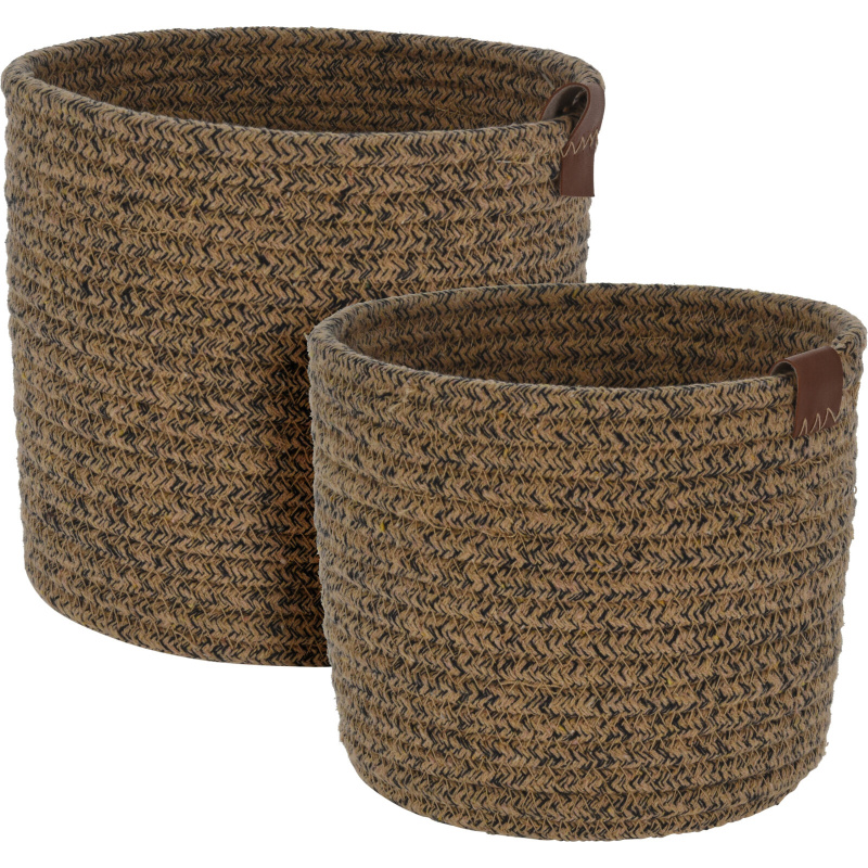 Home Styling Collection Kulaté úložné koše, tkané z bavlny, 2 kusy hnědá