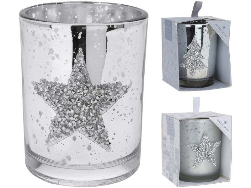 Vánoční svíčka vonná mix modrá/stříbrná