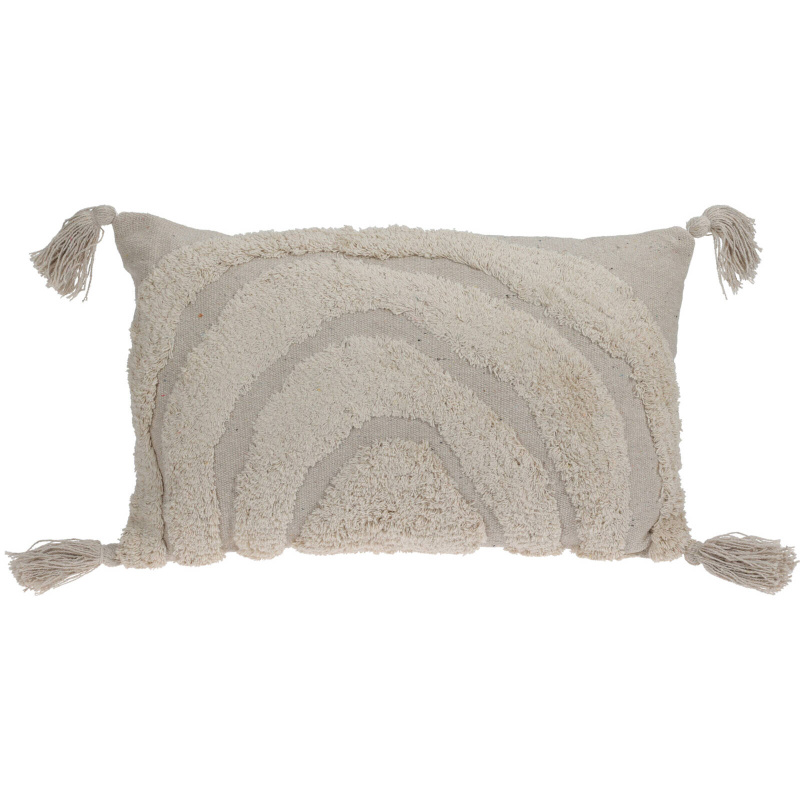 Home Styling Collection Dekorační polštářek z všívané bavlny, třásně, duha, 30 x 50 cm šedá