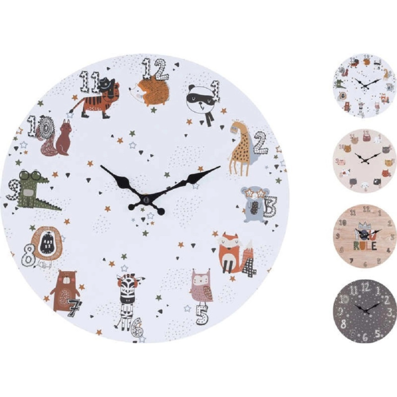 Nástěnné hodiny s dětskými motivy, 4 druhy, pr. 33 cm