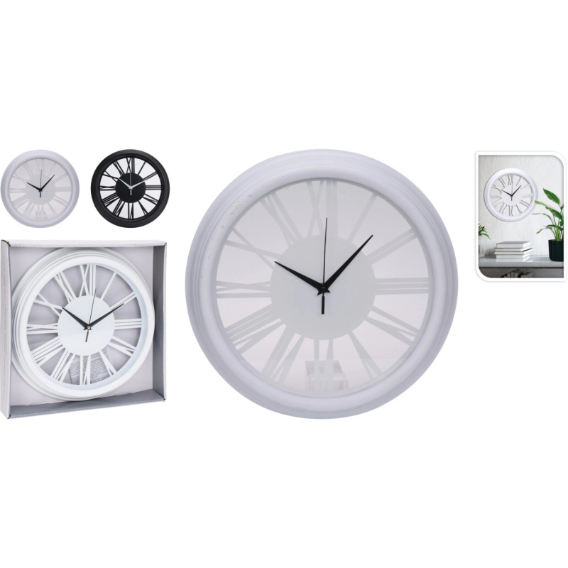 Nástěnné hodiny, 2 druhy, 30,7 x 30,7 x 4,1 cm