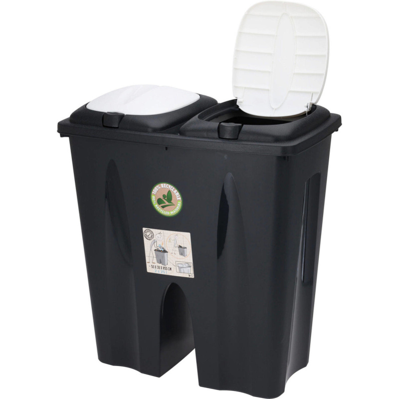 Storagesolutions Dvojitý koš na odpadky, černý, 2 x 25 l černá