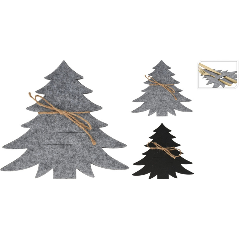 Vánoční dekorace z plsti držák příboru vánoční stromek