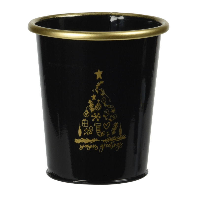 Home Styling Collection Kovový vánoční kbelík, černý, 10 x 11 cm černá