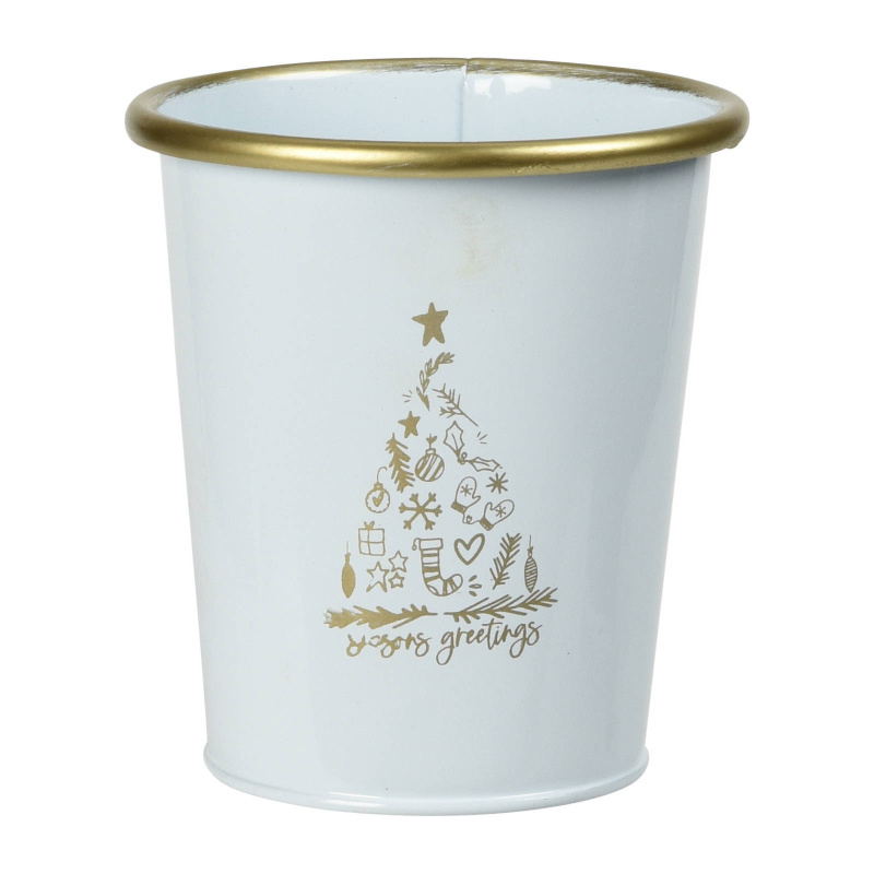 Home Styling Collection Kovový vánoční kbelík, bílý, 10 x 11 cm bílá