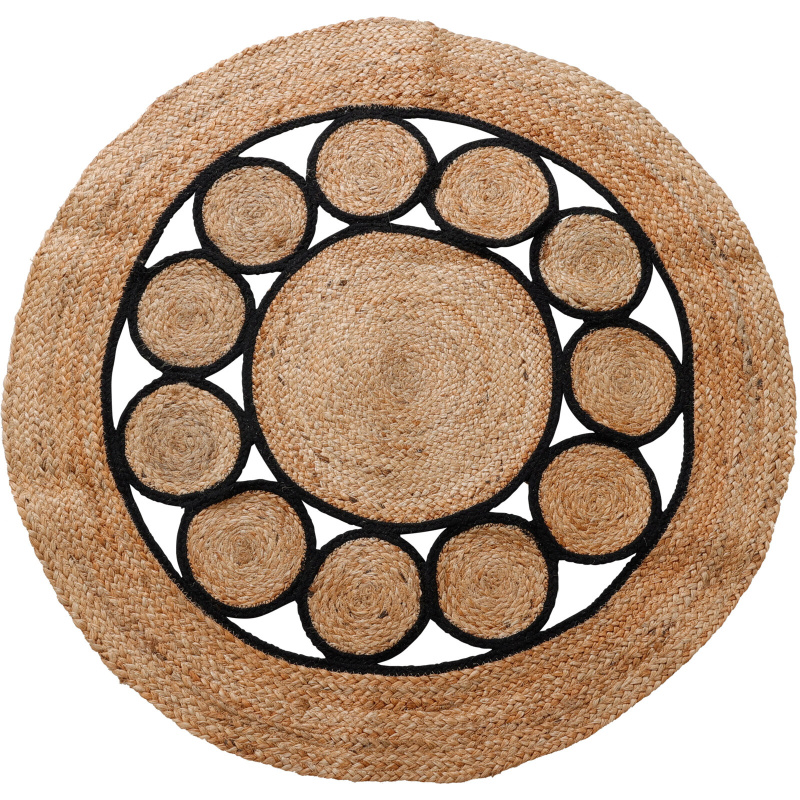 Home Styling Collection Kulatý koberec v boho stylu, jutový, Ø 90 cm hnědý