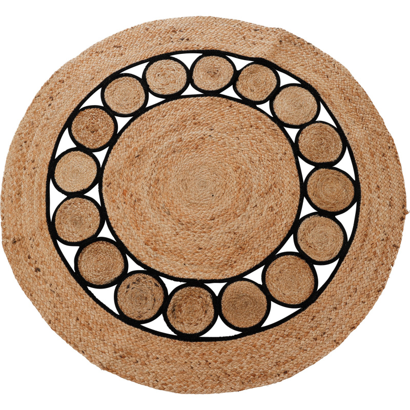 Home Styling Collection Kulatý koberec v boho stylu, jutový, Ø 120 cm hnědý
