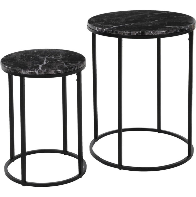 Home Styling Collection Sada odkládacích stolků, černá barva, kov a MDF černá