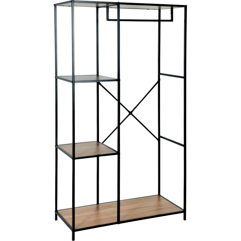 Home Styling Collection Kovový regál se 4 policemi z MDF, 90 x 40 x 167 cm černá