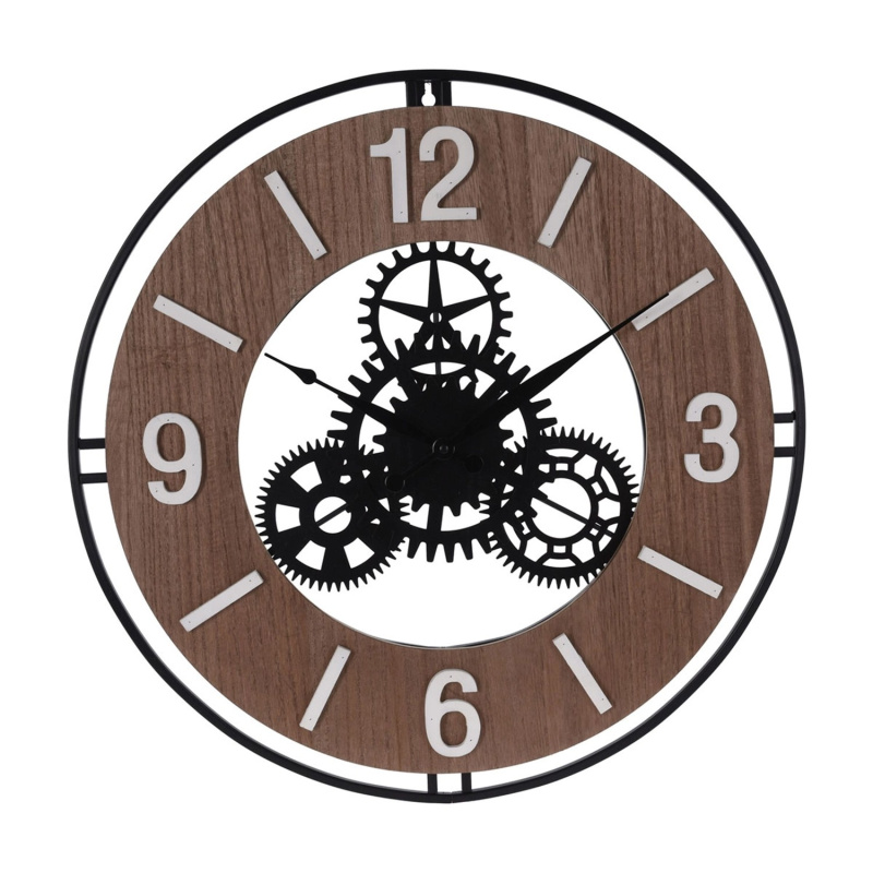 Nástěnné hodiny, dřevo/kov, pr. 57 x 4,5 cm