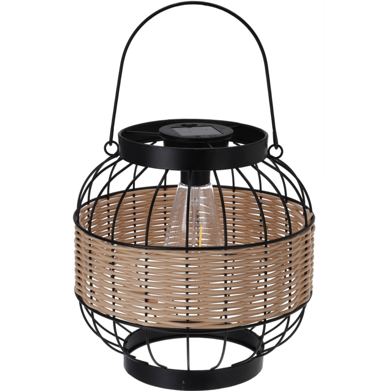 Home Styling Collection Solární lucerna z dekorační pleteniny s širokým držákem, Ø 24 x 24 cm hnědý