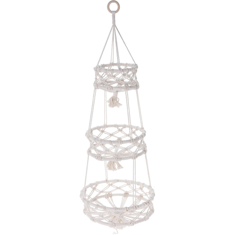 Home Styling Collection Visací květináč Makrama, pro 3 květináče, Ø 30 x 85 cm bílá