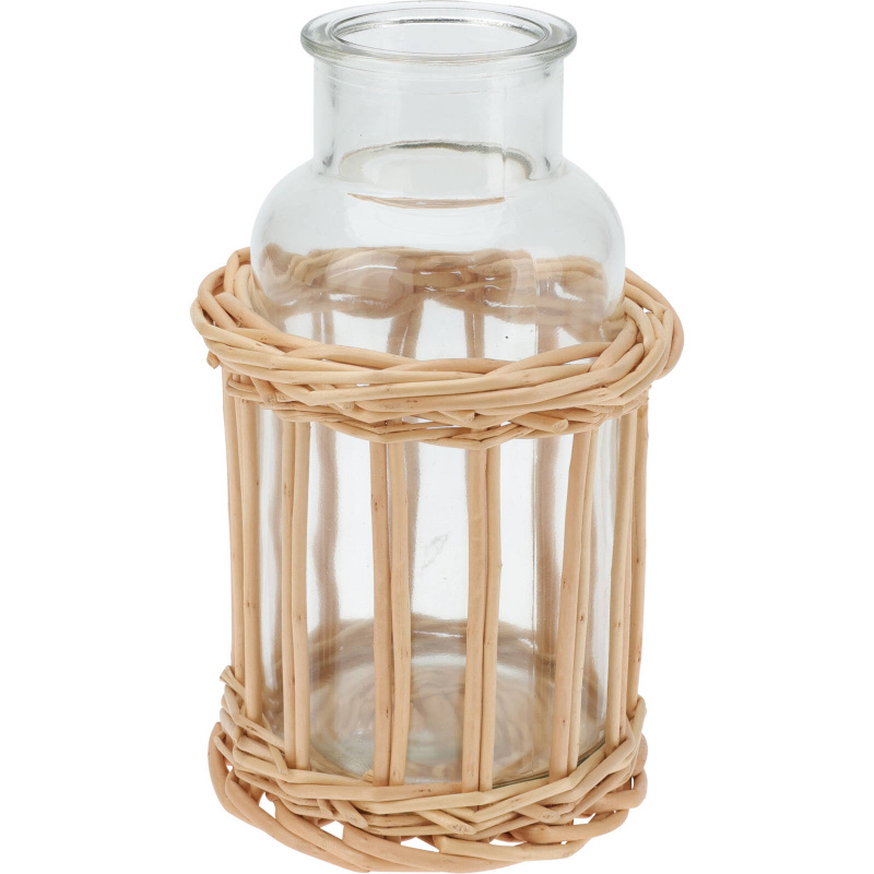 Home Styling Collection Dekorační láhev v proutěném koši, 600 ml hnědý