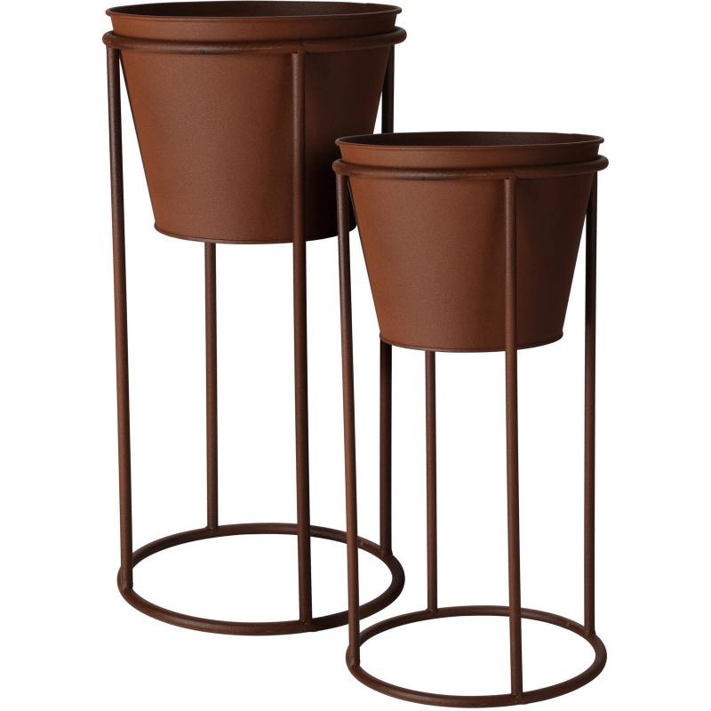 Home Styling Collection Květináče na nohou, s efektem rzi, 2 ks oranžová