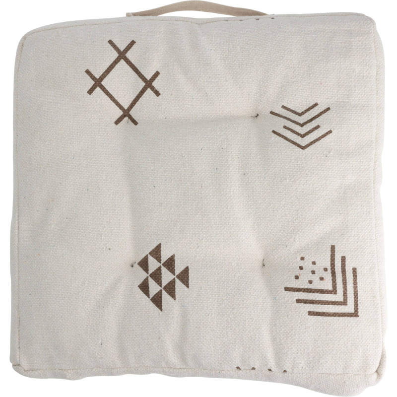 Home Styling Collection Sedací polštář, bavlněný povlak, etnický vzor, 40 x 40 x 6 cm, bílý bílý