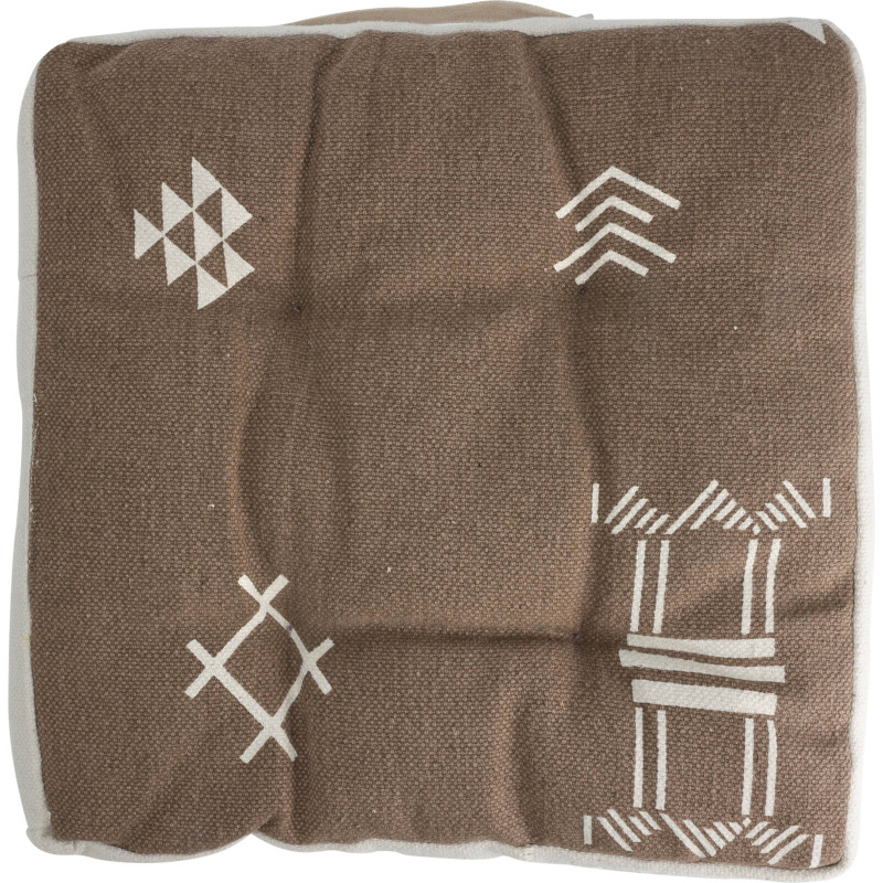 Home Styling Collection Sedací polštář, bavlněný povlak, etnický vzor, 40 x 40 x 6 cm hnědá