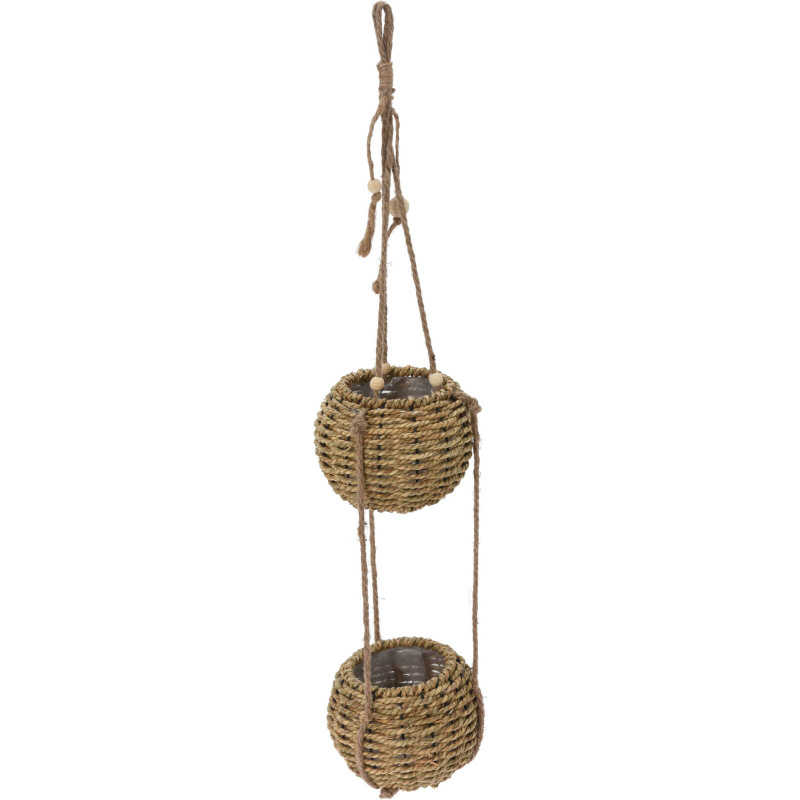 Home Styling Collection Visací květináč na dvě květiny, 72 cm hnědá