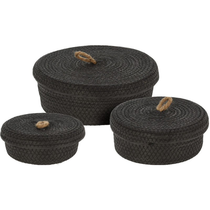 Home Styling Collection Úložné košíky, jutové víko, 3 ks, černé černá