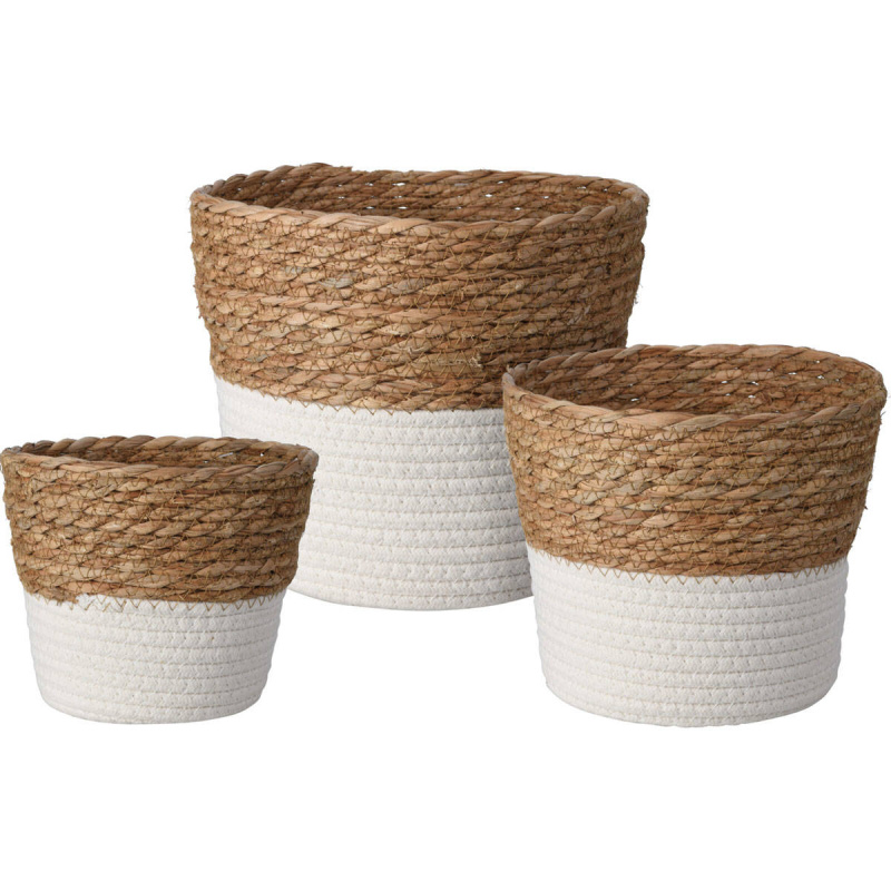 Home Styling Collection Ratanové úložné koše, 3 kusy hnědý
