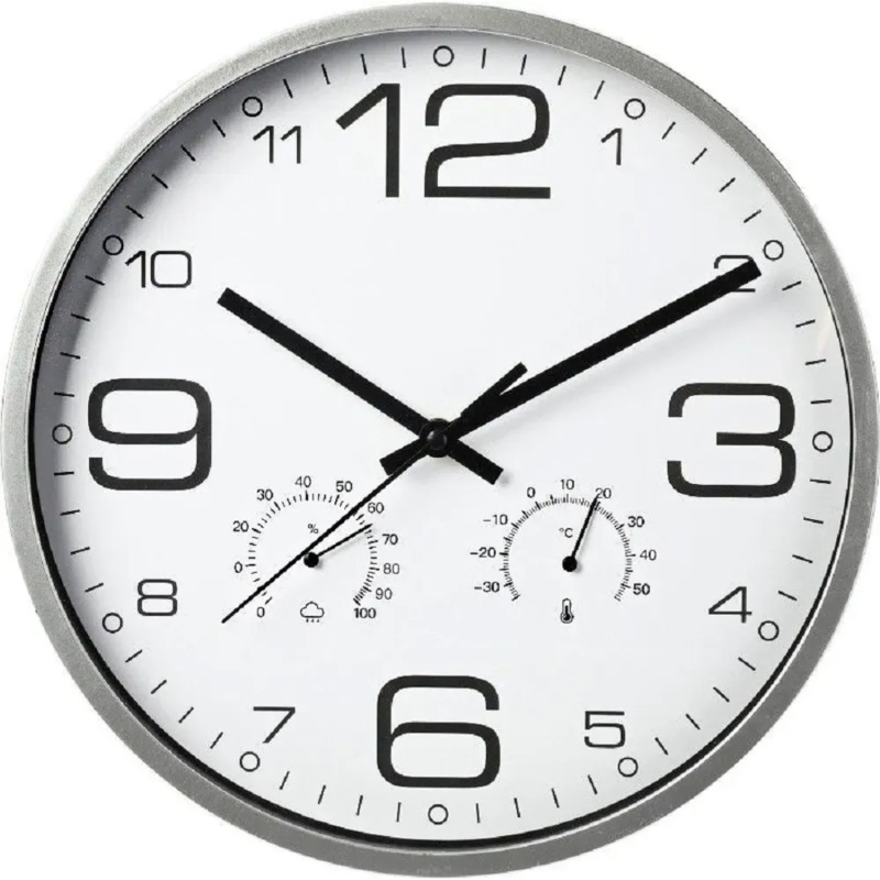Home Styling Collection Nástěnné hodiny s funkcí meteorologické stanice, Ø 30,5 cm šedá