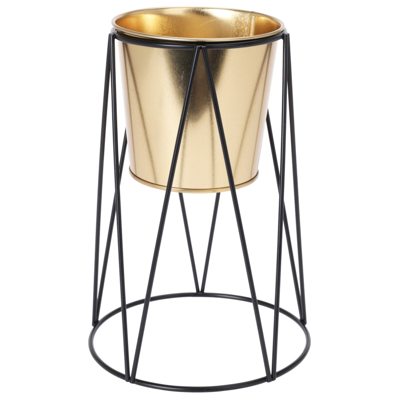 Home Styling Collection Dekorativní květináč na stojanu, 22 cm zlatá