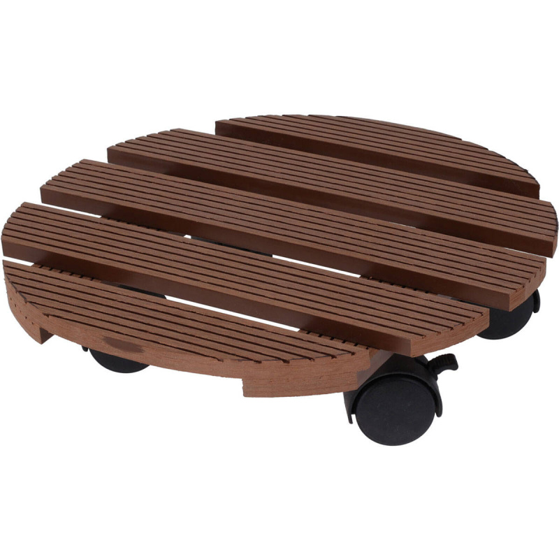 ProGarden Podstavec pod květináč na kolečkách, hnědý, Ø 29 cm hnědý