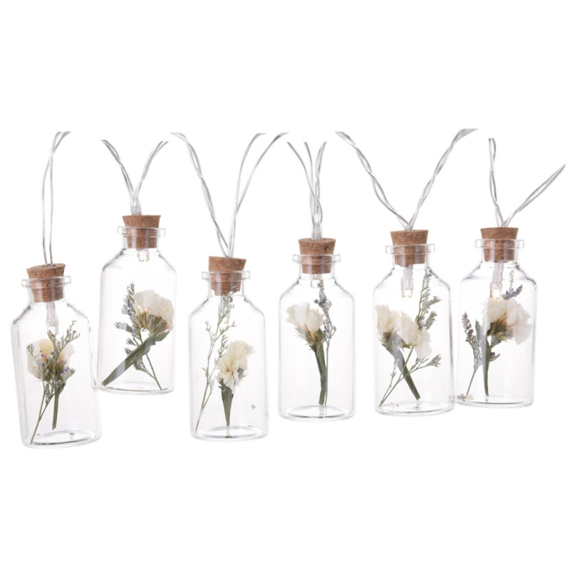 Koopman LED světelný řetěz na baterie různé druhy 6 skleněných lahviček, 100 cm