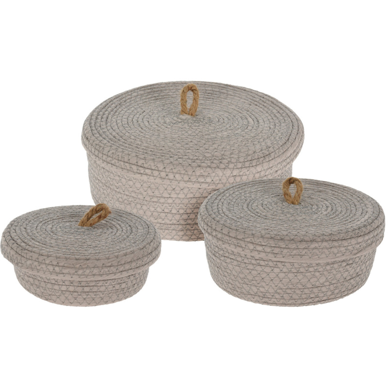 Home Styling Collection Úložné košíky, jutové víko, 3 ks, béžové béžová