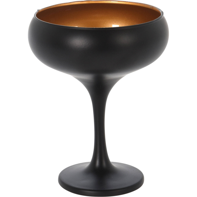 EH Excellent Houseware Sklenice na šampanské, zlatý vnítřek, bílá černá