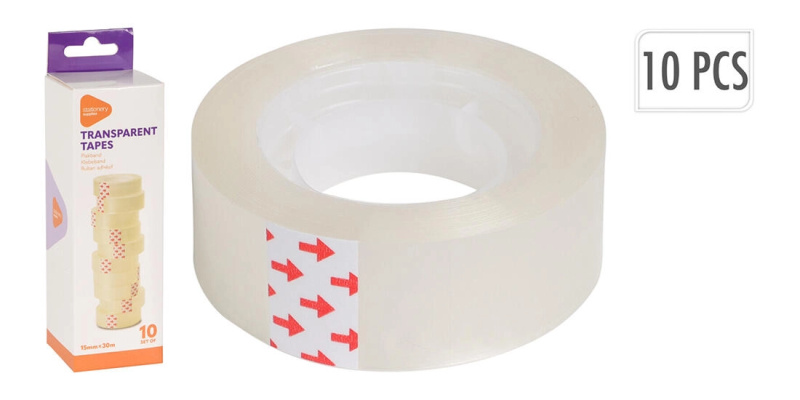 Lepicí páska transparentní 15 mm × 30 m, balení 10 ks