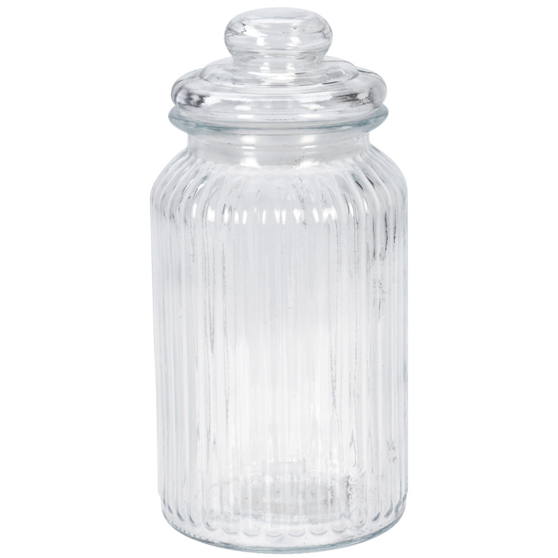 EH Excellent Houseware Žebrovaná dóza s těsným víkem, 1000 ml transparentní