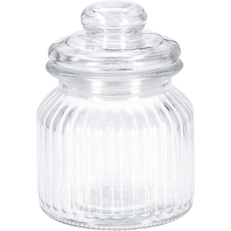 EH Excellent Houseware Žebrovaná dóza s těsným víkem, 500 ml transparentní