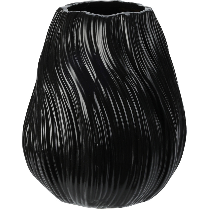 Home Styling Collection Keramická váza, proužkovaná, 15 x 18 cm, černá černá