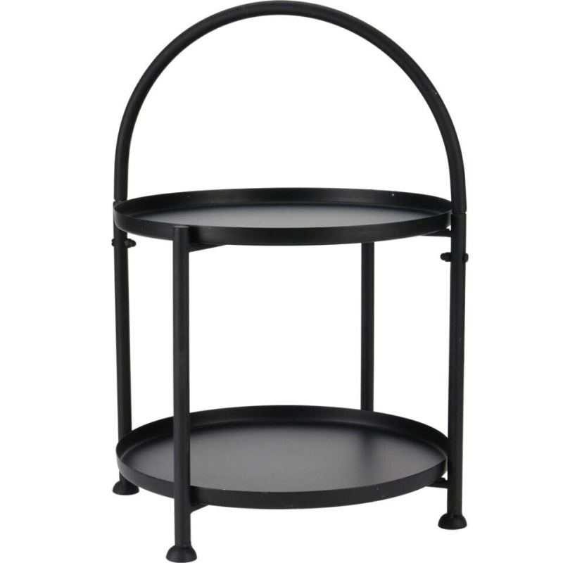 Home Styling Collection Kovový kulatý stolek ve stylu loft s držákem, 34 x 45,5 cm černá