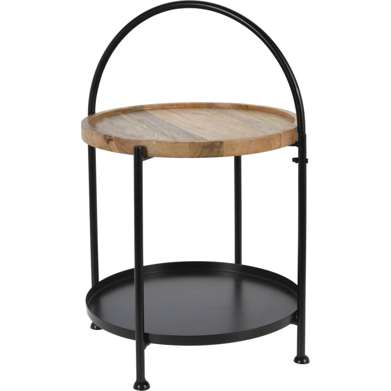 Home Styling Collection Kávový stolek, kulatý s deskou kovu a dřeva, 39 x 55 cm černá