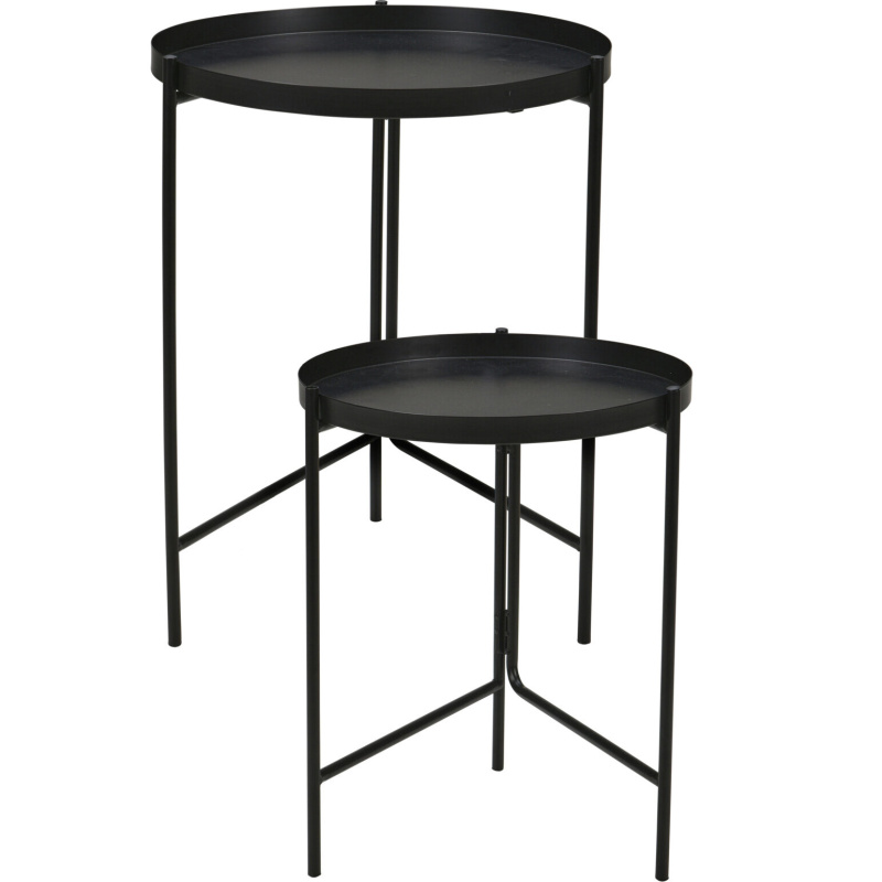 Home Styling Collection Sada dvou kovových odkládacích stolků, Ø 31 cm, Ø 36 cm černá