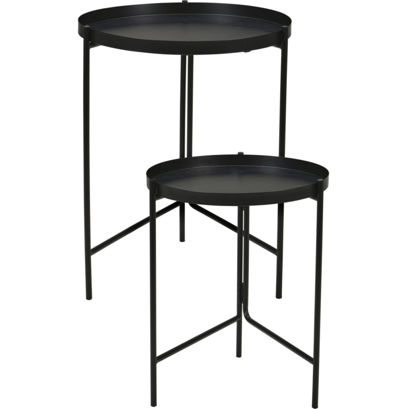 Home Styling Collection Sada dvou kovových odkládacích stolků, Ø 31 cm, Ø 36 cm černá