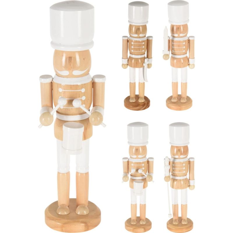 Koopman Dekorativní figurka louskáček bílý-přírodní různé druhy 25 cm, 1 ks