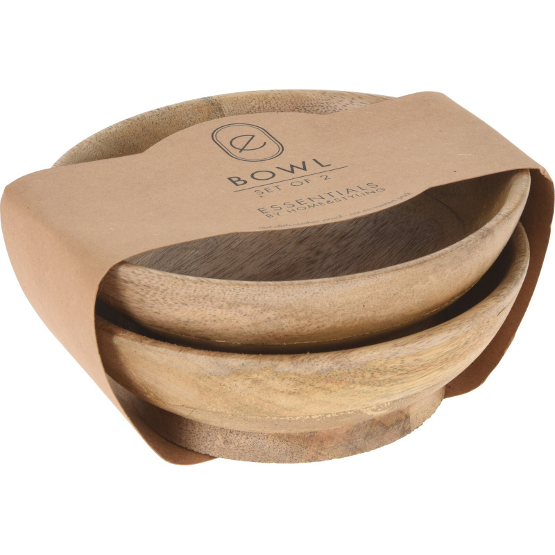 Home Styling Collection Sada misek z mangového dřeva, 2 kusy, průměr 16 cm hnědá