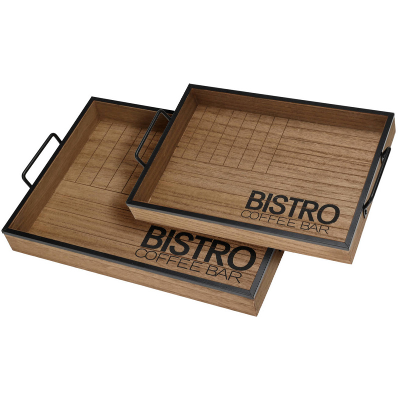 Home Styling Collection Servírovací podnosy Bistro, 2 kusy hnědá