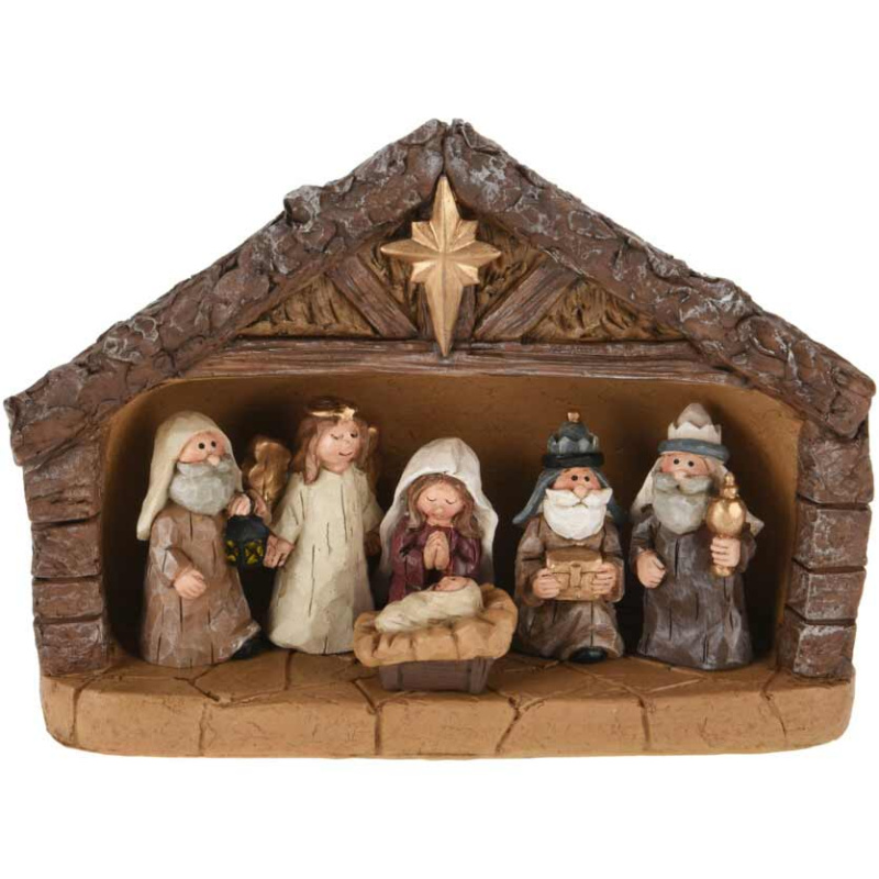 Home Styling Collection Vánoční betlém z polyresinu, 24 x 18 cm hnědá