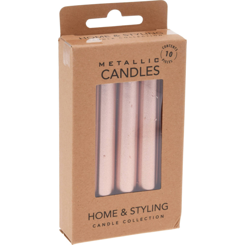 Home Styling Collection Stolní svíčky, 10 cm, růžové, parafínové růžová